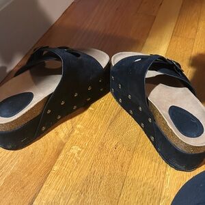 Studded black platform sandals